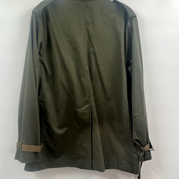 Theory Womens Utility Jacket Ruched Waist Collared Cargo Pockets Olive Green M - Picture 7 of 10